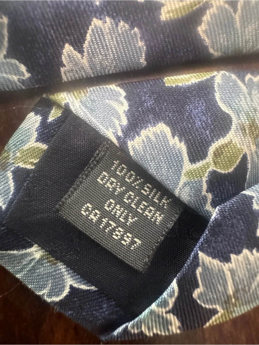 Navy Floral Silk Tie with Light Blue Flowers - Made in Italy